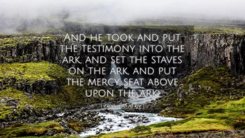 Exodus 40:20 Meaning, Context &amp; Commentary