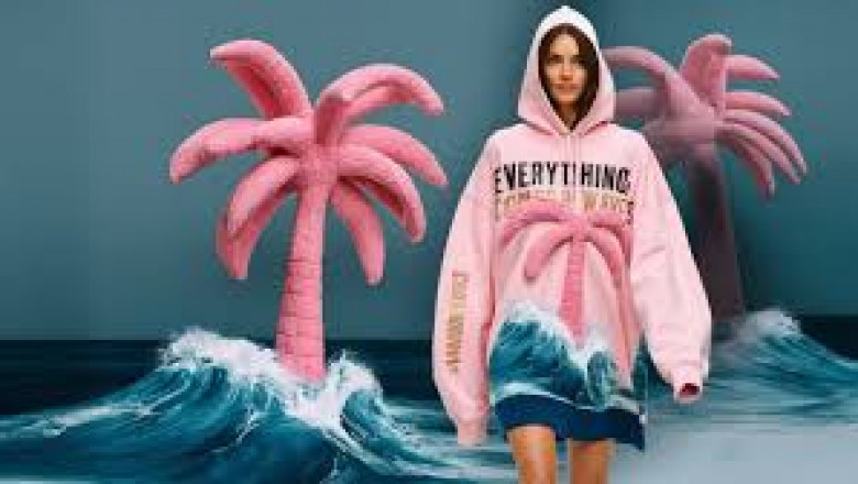 Streetwear Goals with Pink Palm Puff Hoodie