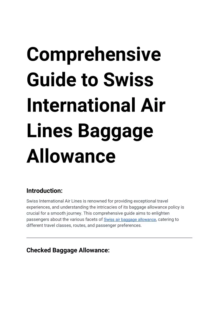 PPT - Baggage Allowance Of Swiss Air PowerPoint Presentation, free download - ID:12752941