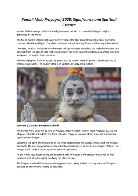 Kumbh Mela Prayagraj 2025: Significance and Spiritual Essence.pdf