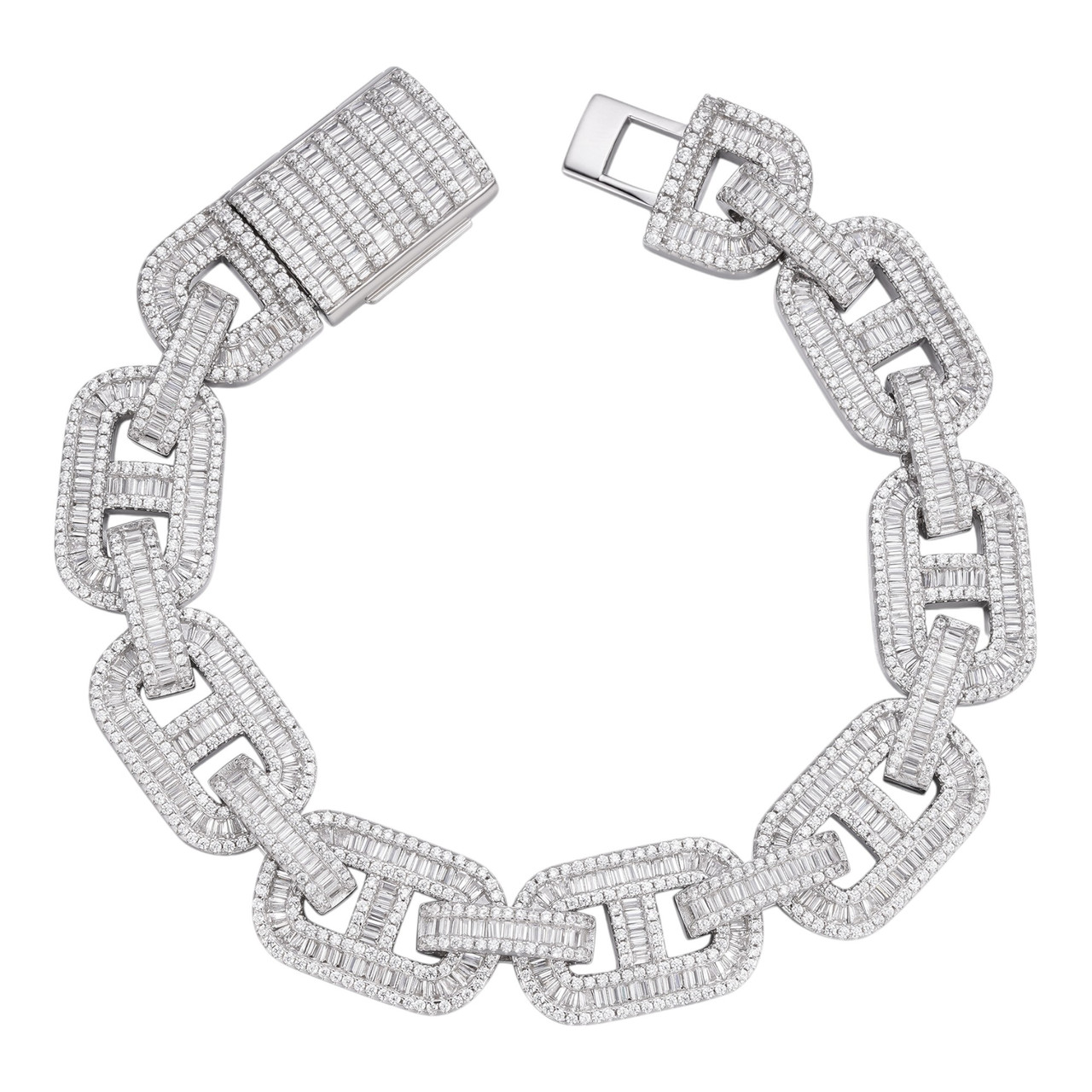 Shine Bright with the Baguette Gucci Link Bracelet Iced out!